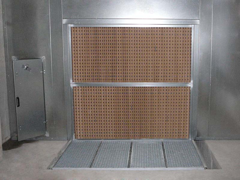 Einbau-Trockenspritzwand mit Faltkartonfilter und Unterabsaugung