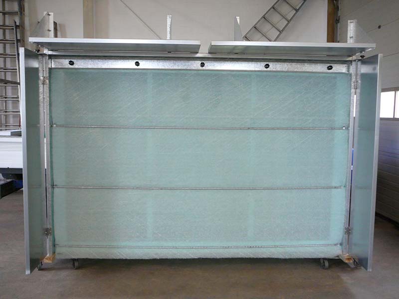 Trockenspritzwand mit Vordach-Glasfaserfilter