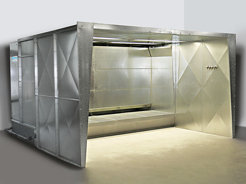 Wasserberieselte Spritzkabine mit Vorbau